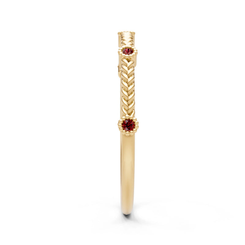 Dainty Woven Band Round Gemstone Braided Metal with Accents