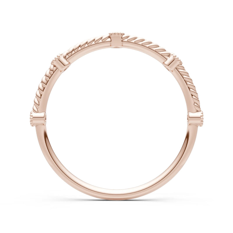 Dainty Woven Band Round Gemstone Braided Metal with Accents
