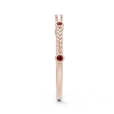 Dainty Woven Band Round Gemstone Braided Metal with Accents