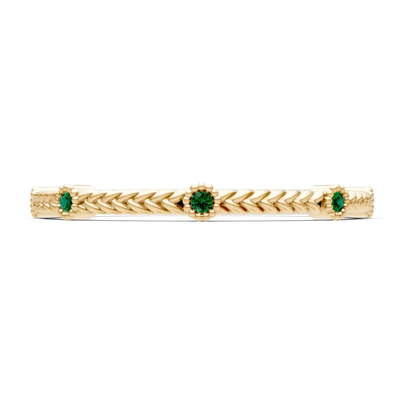 Emerald Dainty Woven Band Braided Metal with Accents