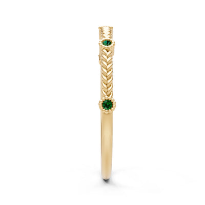 Emerald Dainty Woven Band Braided Metal with Accents