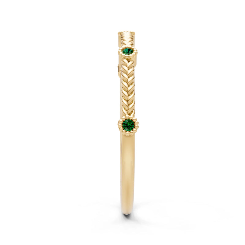 Emerald Dainty Woven Band Braided Metal with Accents