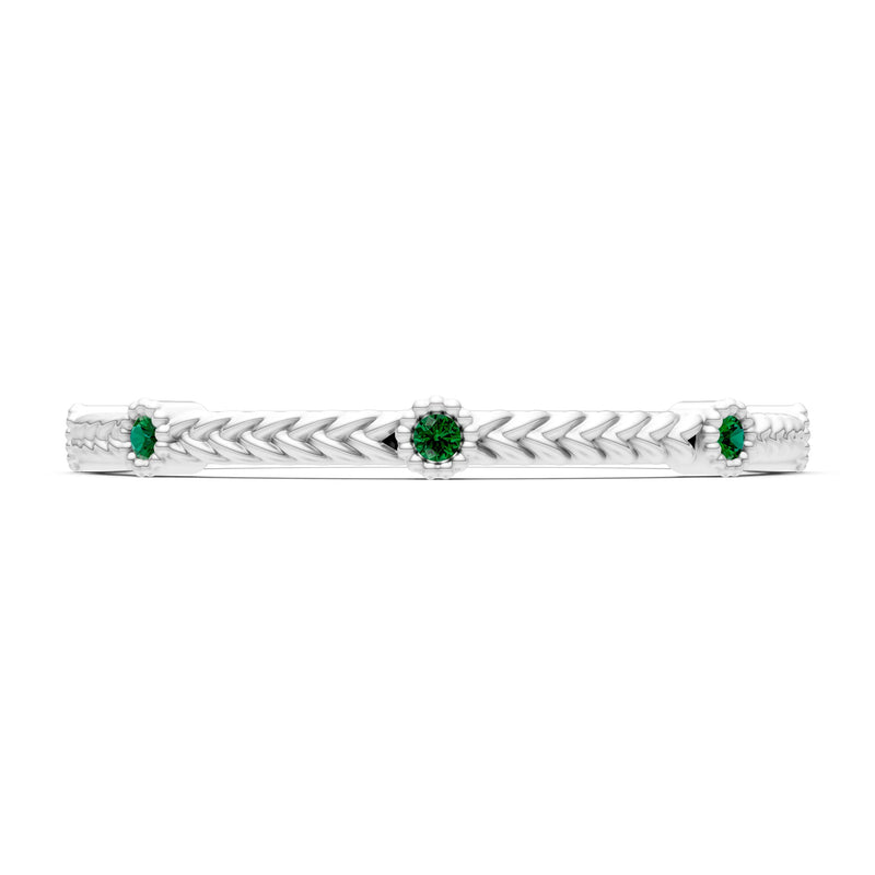 Dainty Woven Band Round Gemstone Braided Metal with Accents