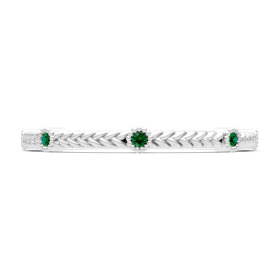 Emerald Dainty Woven Band Braided Metal with Accents