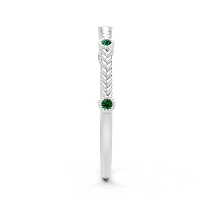 Emerald Dainty Woven Band Braided Metal with Accents