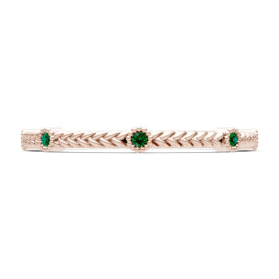 Emerald Dainty Woven Band Braided Metal with Accents