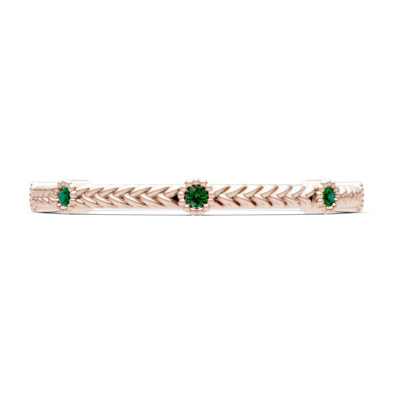 Emerald Dainty Woven Band Braided Metal with Accents