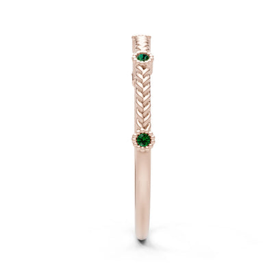 Emerald Dainty Woven Band Braided Metal with Accents