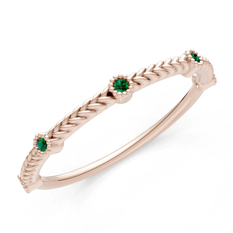 Emerald Dainty Woven Band Braided Metal with Accents