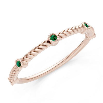 Dainty Woven Band Round Gemstone Braided Metal with Accents