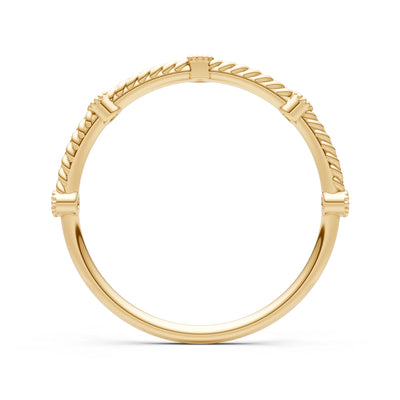 Dainty Woven Band Round Gemstone Braided Metal with Accents