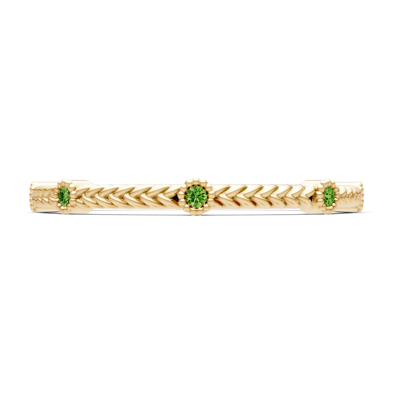 Peridot Dainty Woven Band Braided Metal with Accents