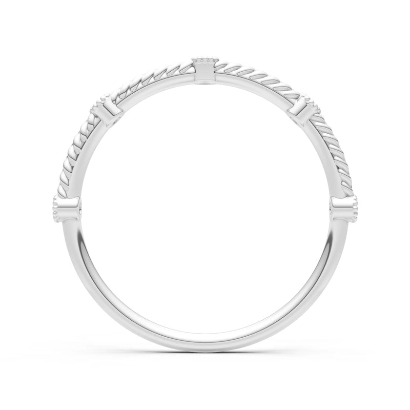 Dainty Woven Band Round Gemstone Braided Metal with Accents