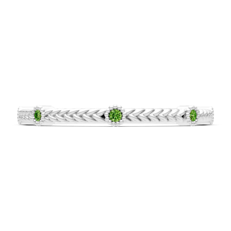 Dainty Woven Band Round Gemstone Braided Metal with Accents
