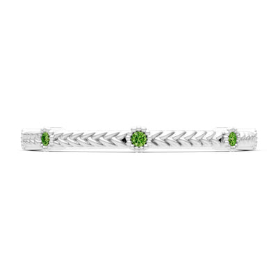Peridot Dainty Woven Band Braided Metal with Accents