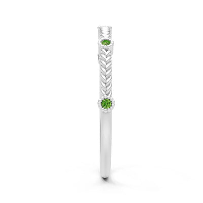 Peridot Dainty Woven Band Braided Metal with Accents