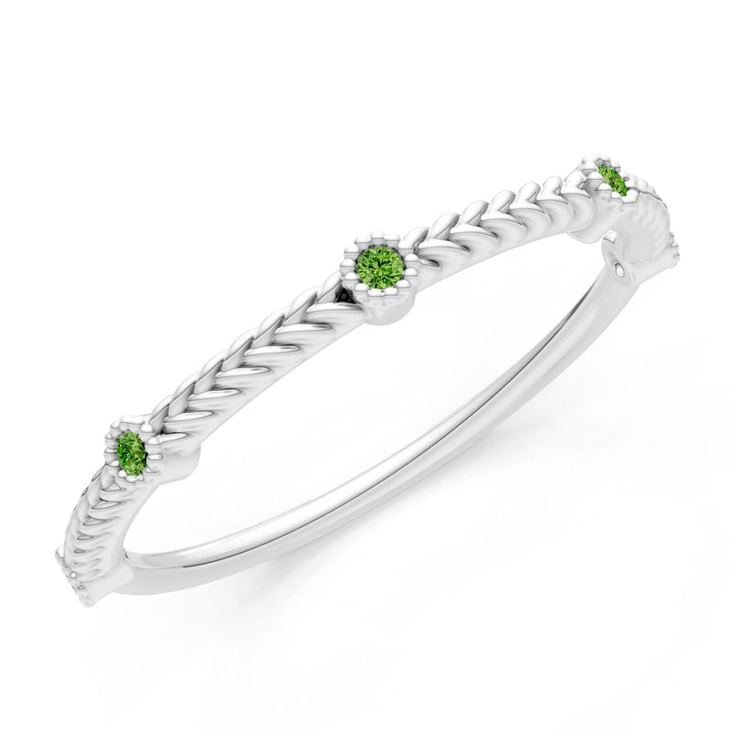 Peridot Dainty Woven Band Braided Metal with Accents