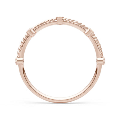 Dainty Woven Band Round Gemstone Braided Metal with Accents