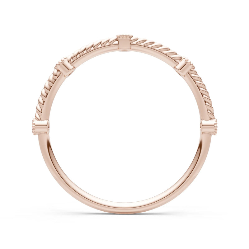 Dainty Woven Band Round Gemstone Braided Metal with Accents