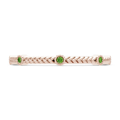 Dainty Woven Band Round Gemstone Braided Metal with Accents