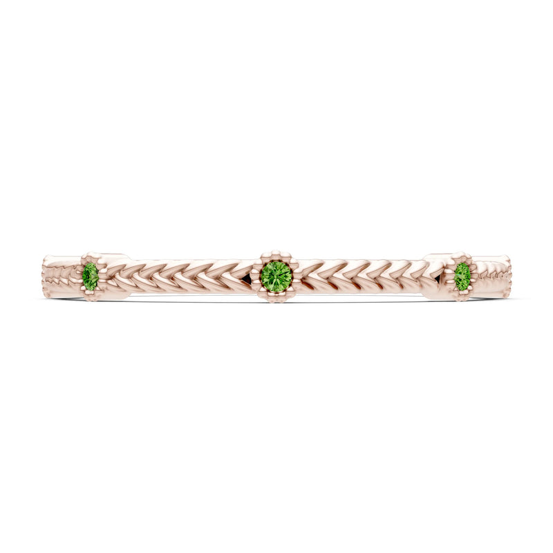 Dainty Woven Band Round Gemstone Braided Metal with Accents
