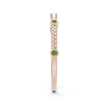 Peridot Dainty Woven Band Braided Metal with Accents