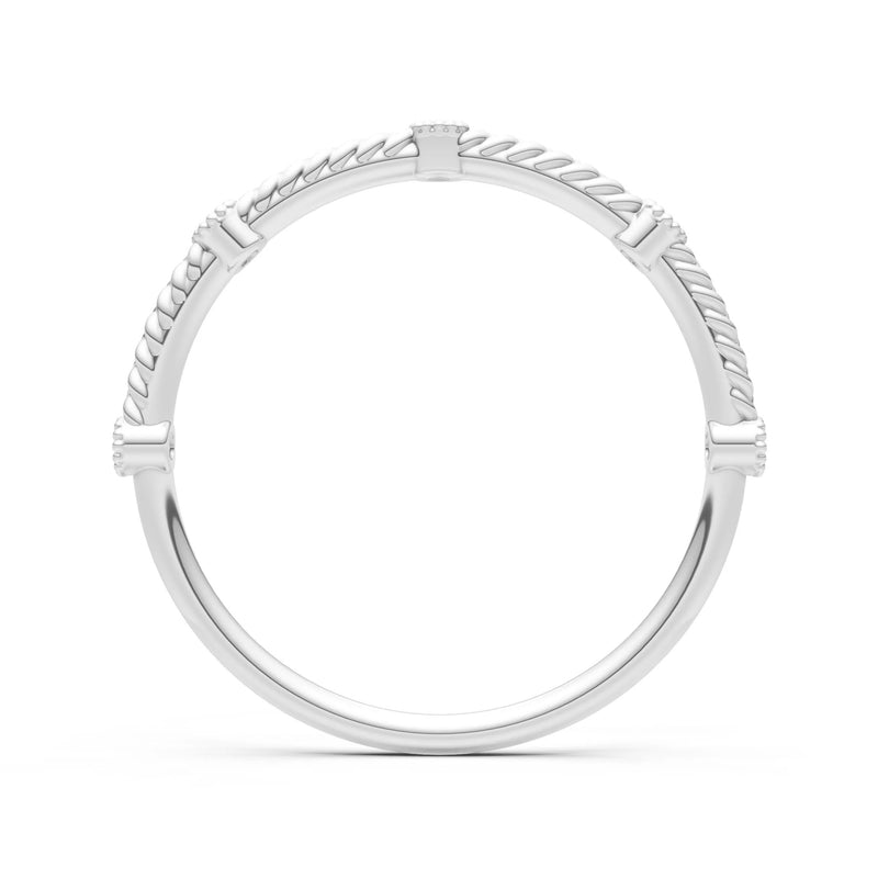 Dainty Woven Band Round Gemstone Braided Metal with Accents