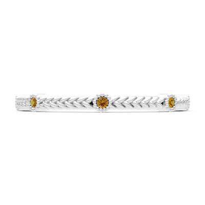 Dainty Woven Band Round Gemstone Braided Metal with Accents