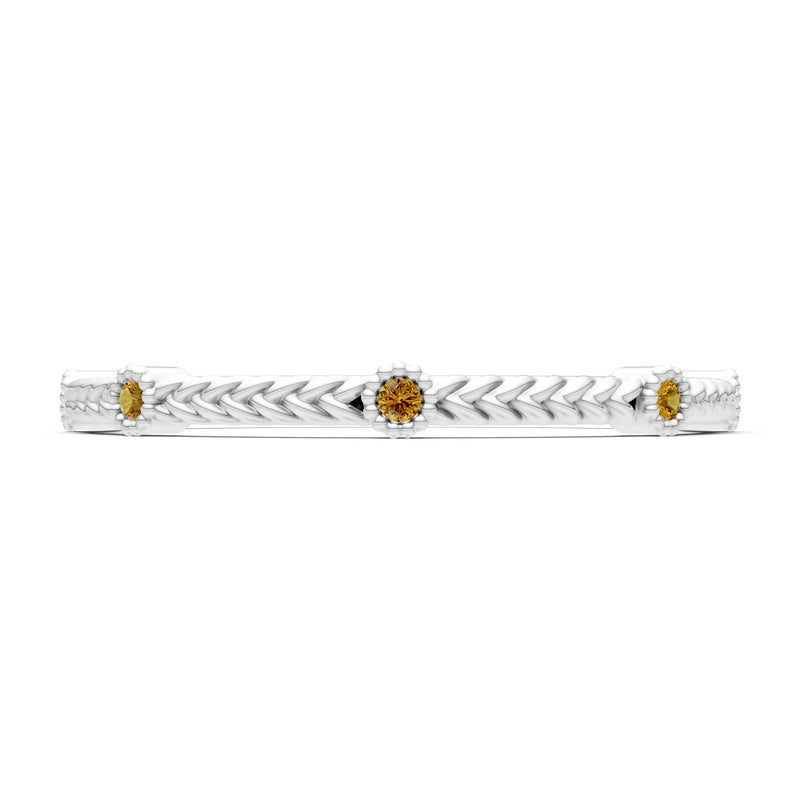 Dainty Woven Band Round Gemstone Braided Metal with Accents
