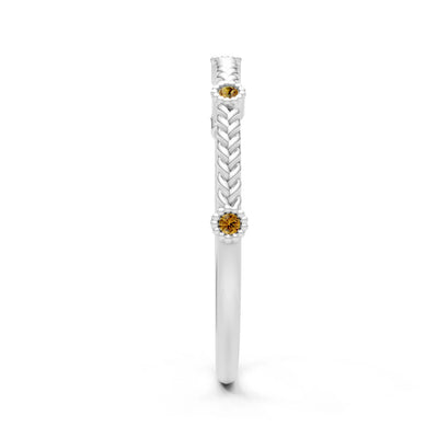 Dainty Woven Band Round Gemstone Braided Metal with Accents