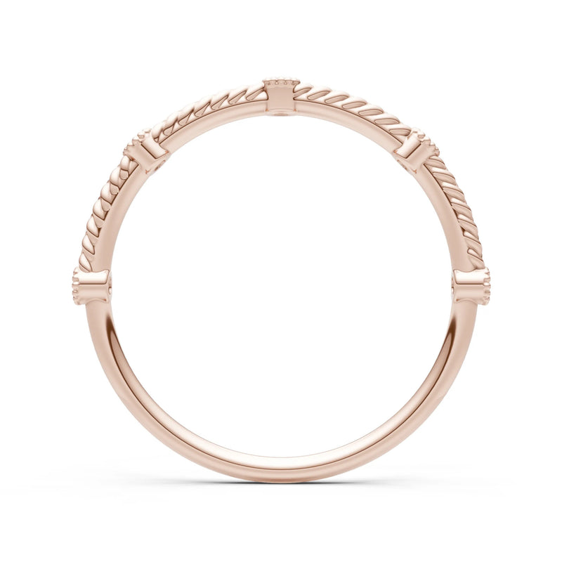 Dainty Woven Band Round Gemstone Braided Metal with Accents