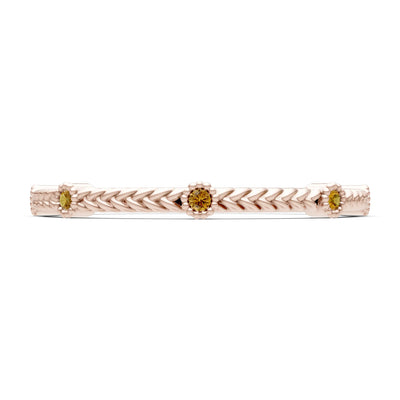 Citrine Dainty Woven Band Braided Metal with Accents
