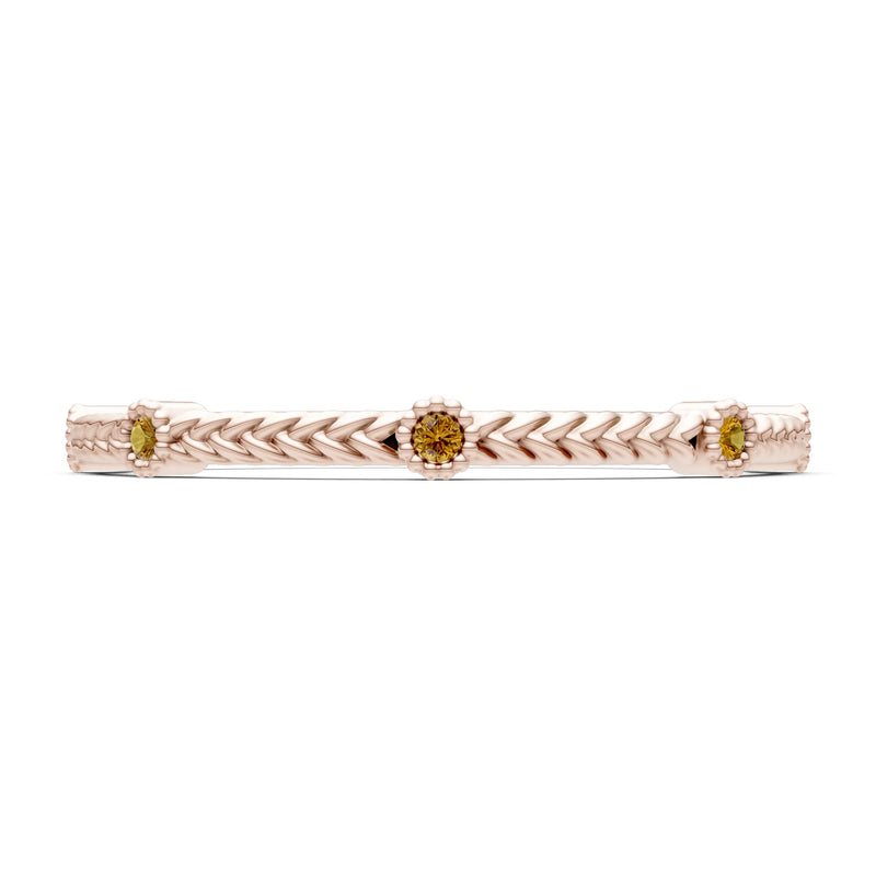 Citrine Dainty Woven Band Braided Metal with Accents