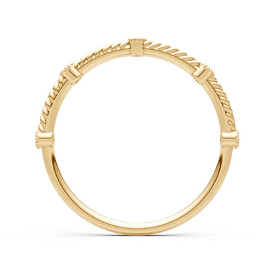 Dainty Woven Band Round Gemstone Braided Metal with Accents