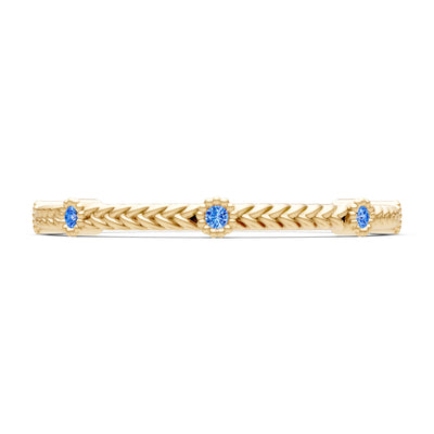 Dainty Woven Band Round Gemstone Braided Metal with Accents