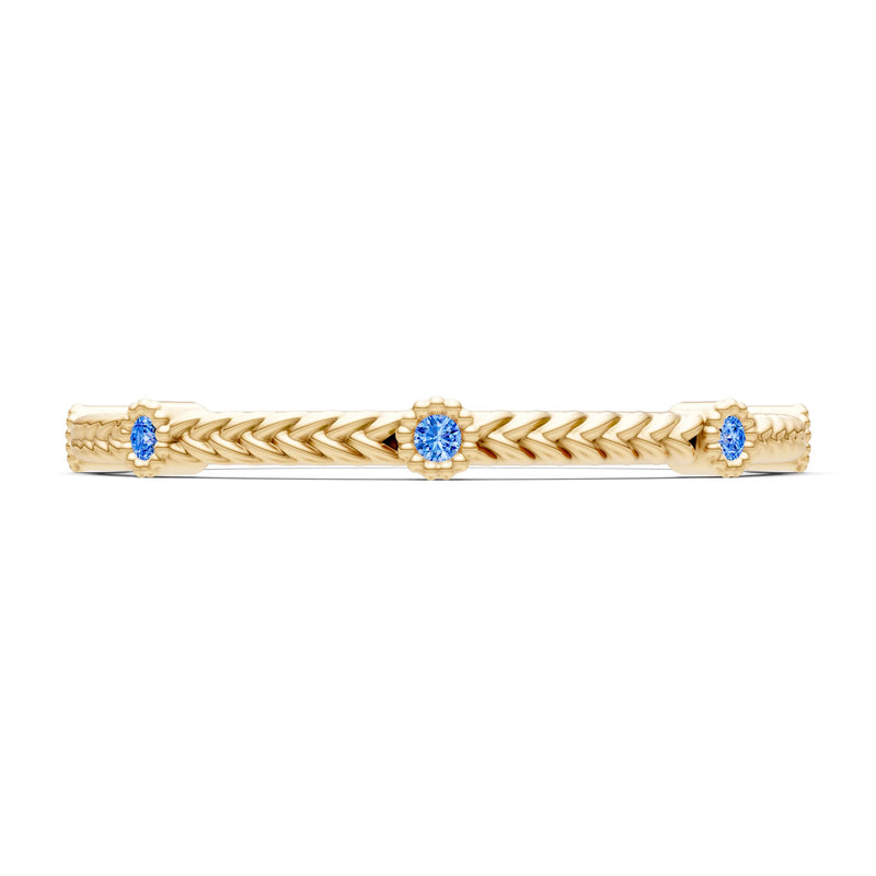 Dainty Woven Band Round Gemstone Braided Metal with Accents
