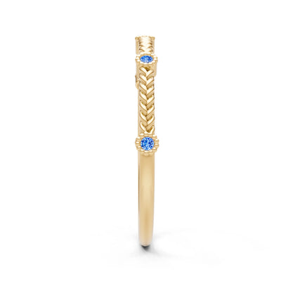 Dainty Woven Band Round Gemstone Braided Metal with Accents