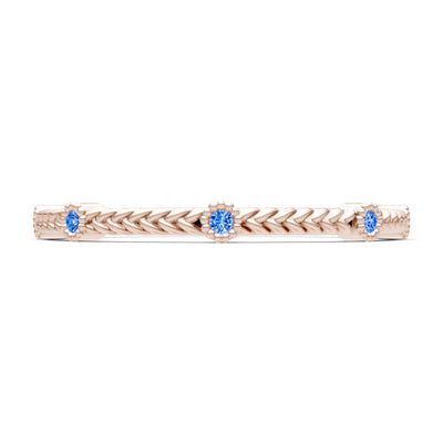 Dainty Woven Band Round Gemstone Braided Metal with Accents