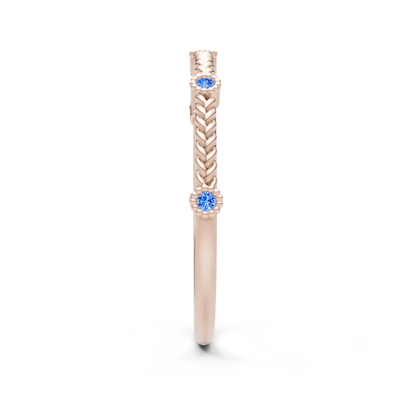 Dainty Woven Band Round Gemstone Braided Metal with Accents
