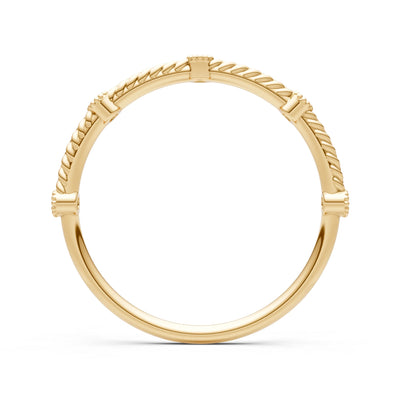 Dainty Woven Band Round Gemstone Braided Metal with Accents