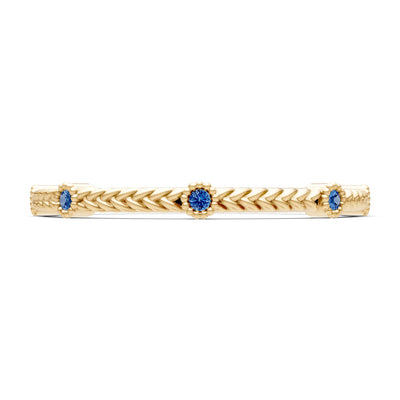 Dainty Woven Band Round Gemstone Braided Metal with Accents