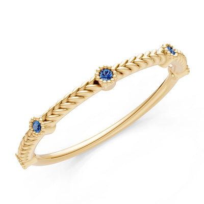 Dainty Woven Band Round Gemstone Braided Metal with Accents