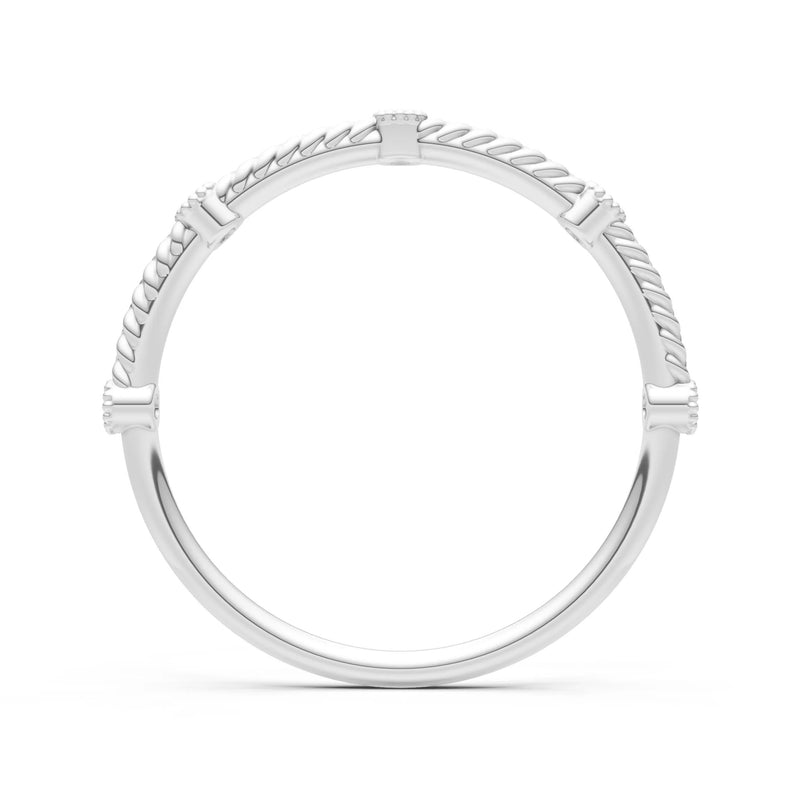Dainty Woven Band Round Gemstone Braided Metal with Accents