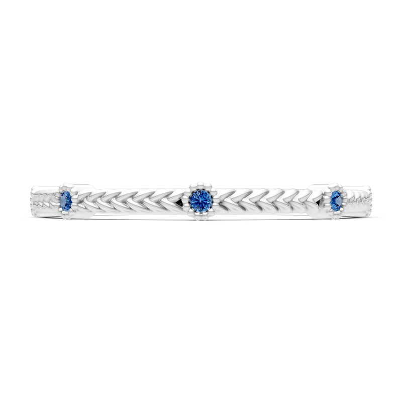 Dainty Woven Band Round Gemstone Braided Metal with Accents