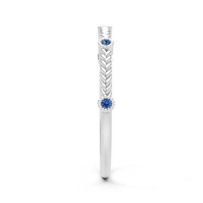 Dainty Woven Band Round Gemstone Braided Metal with Accents