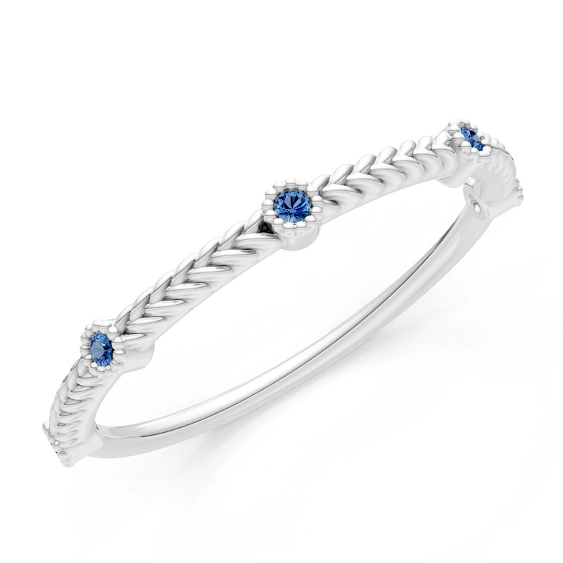 London Blue Topaz Dainty Woven Band Braided Metal with Accents