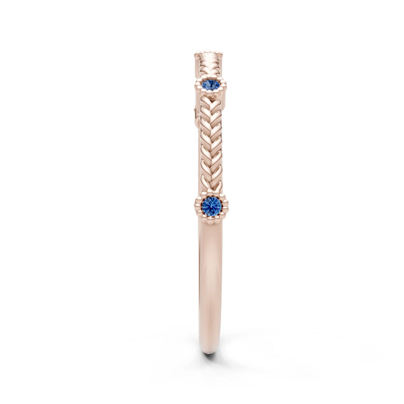 Dainty Woven Band Round Gemstone Braided Metal with Accents