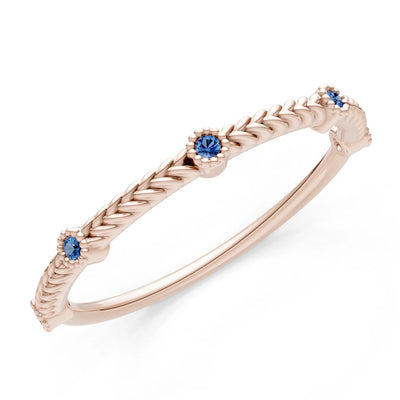 London Blue Topaz Dainty Woven Band Braided Metal with Accents