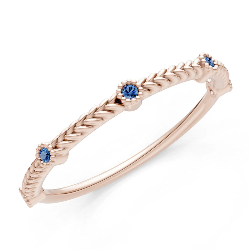 London Blue Topaz Dainty Woven Band Braided Metal with Accents