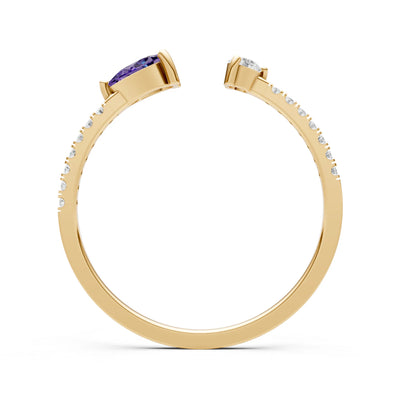 Dainty Pear and Round Gemstone Open Band